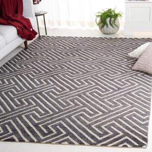 Ковер SAFAVIEH, 183 x 275 см, Santa Fe Collection Charcoal / Silver STF535B ручной работы в стиле Mid-Century Modern из шерсти