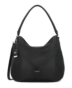 Черная кожаная сумка-хобо с подвеской Kazar, черный