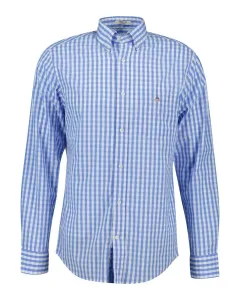 Мужская рубашка в клетку из хлопка, классический крой Gant, синий