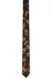Dries Van Noten Узкий шелковый галстук с черно-желтым принтом