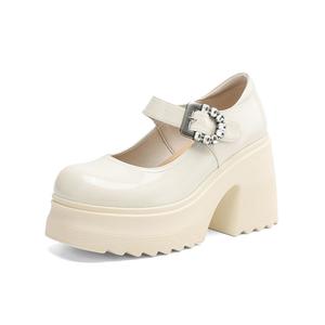 DAPHNE Женские туфли Мэри Джейн на массивном каблуке бежевые, цвет Beige