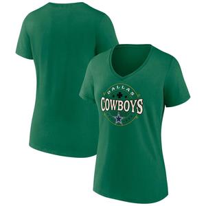 Зеленая женская футболка с v-образным вырезом и фирменным логотипом Fanatics Dallas Cowboys Lucky Celtic Fanatics
