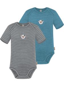 Normani Outdoor Sports Комплект из 2 детских боди с коротким рукавом из мериносовой шерсти, цвет Тауранга, серо-голубой