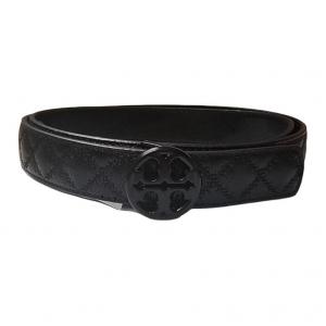 TORY BURCH Кожаный ремень унисекс черный ширина 2.54 см, Black