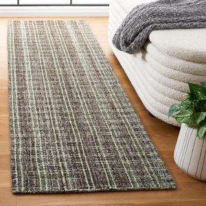 Ковер-ковер-дорожка SAFAVIEH, 69 x 244 см, Abstract Collection, коричневый и зеленый, современный дизайн, идеально для помещений с высокой проходимостью: прихожая, ванная и кухня (ABT488T-28)