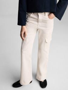 Детские расклешенные джинсы карго Mango, Natural