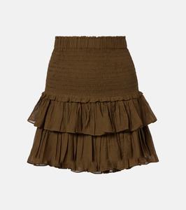 Мини-юбка из хлопковой смеси Naomi со сборками Marant Etoile, Dark Khaki