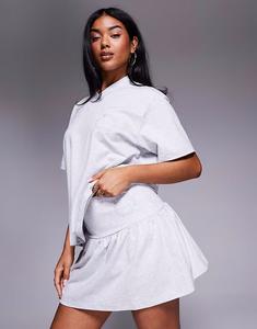 Юбка-шорты Weekend Collective coord с вышитым логотипом серого меланжевого цвета ASOS Weekend Collective