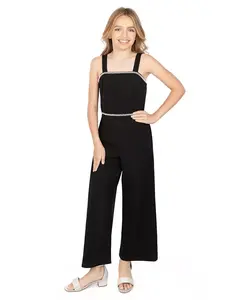 Большие девочки макси длина безрукавный квадратный вырез комбинезон Speechless, черный