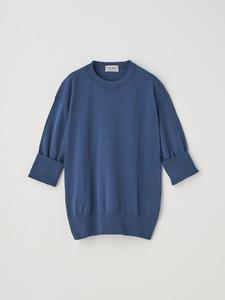 Хлопковый трикотажный пуловер с отворотом, рукавами 5/8 | S4749 | 30 г