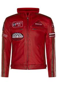 Кожаная байкерская куртка с капюшоном Racing-Detroit Infinity Leather, красный