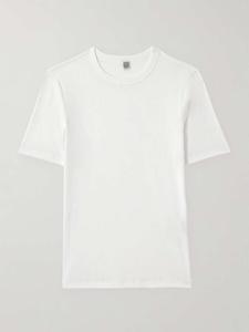 Футболка из эластичного хлопкового джерси в рубчик Toteme, белый