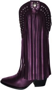 Женские ковбойские сапоги средней длины с заклепками, вышивкой и кисточками, с округлым носком, на среднем блочном каблуке, ретро стиль, осень-зима, размеры 4-16 US Wansseny, Purple