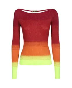 Пуловер с круглым вырезом и ребристой отделкой из люрекса Gcds, мультиколор