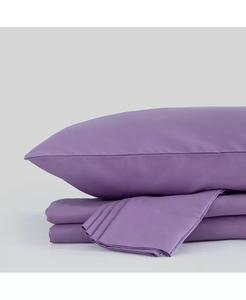 Сертифицированный перкаль из органического хлопка плотностью 300 нитей, набор из 4 простыней Fabdreams Organic, фиолетовый