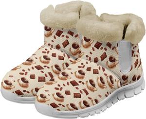 Зимние ботинки chaqlin Snow, утепленные на щиколотку, с мягкой фланелевой подкладкой и плюшевым мехом, женские с плоским каблуком, легкие, удобные для повседневной носки, работы на улице и походов, Chocolates Coffee