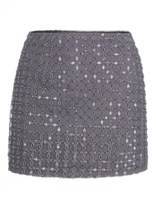 Мини-юбка, украшенная пайетками Rotate Birger Christensen, серый