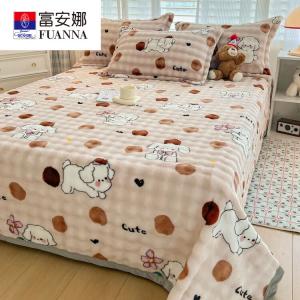 Fuanna Простыня из флиса с двусторонним ворсом 230х250 см, рисунок Polka Dog, мягкая, гипоаллергенная
