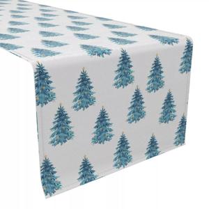 Дорожка для стола, 100 % хлопок, 16x108 дюймов, акварельные елки.