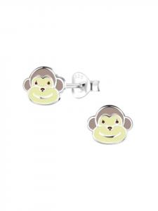 Alexander York Детские серьги-гвоздики в виде обезьянок из серебра 925 пробы, комплект из 2 штук