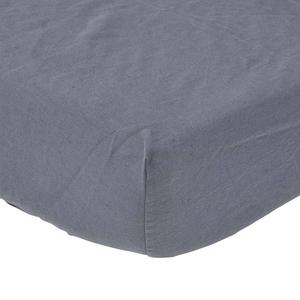 Льняная простыня на резинке Homescapes, серый - 120 х 190 см