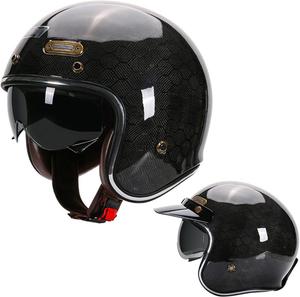 Мотоциклетный шлем с открытым лицом 3/4 для мужчин и женщин, ретро-шлем с визором, одобренный DOT, легкий мотоциклетный шлем-джет для круизеров, скутеров, чопперов, квадроциклов (Цвет: F, Размер: XXL = 61-62 см) KEFFOR