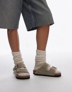 Сандалии Arizona из овчины унисекс из серо-коричневой замши Birkenstock