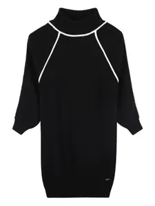 Платье в рубчик с высоким воротником BOSS Kidswear, черный