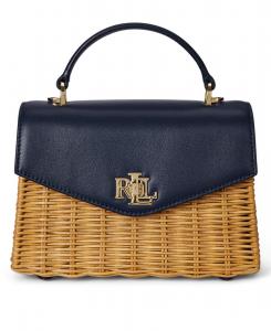 Небольшая сумка Farrah из ротанга и кожи Lauren Ralph Lauren, Light Walnut/Refined Navy