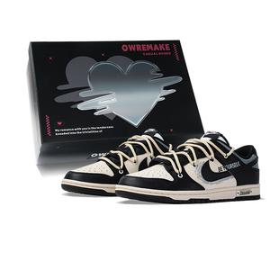 Nike Dunk Slip Resistant Cushioning Abrasion Resistant Low Top Skateboard Shoes Men's Black White Gold