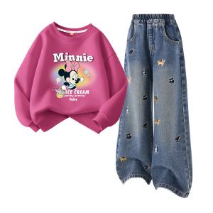 Детская повседневная спортивная одежда Disney, Dazzling Berry Red+Solid Color Denim Blue