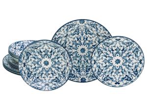 Набор посуды, сине-белый, с рисунком «Фреска», 12 предметов Creatable, синий/белый