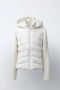 Пуховая куртка с рукавами, имитирующими неопрен Zara, экрю