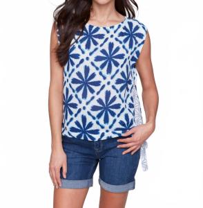 Топ без рукавов с круглым вырезом и принтом, со шнуром, синий CHARLIE B