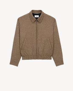 Стеганая куртка в узор "щенячий зуб" Saint Laurent, бежевый