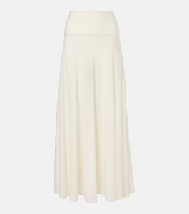 Юбка миди из смесовой шерсти Alaïa, цвет blanc naturel