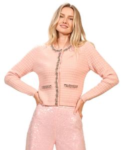 Женский кардиган с длинными рукавами и кристаллами Isaac Mizrahi, Orchid Pink