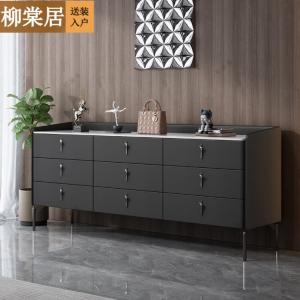 Liutangju Комод 180 см для спальни из массива дерева с шпоном, 9 ящиков, современный минимализм, цвет темно-серый