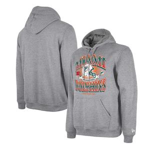 Мужской пуловер в стиле ретро с капюшоном New Era Heather Grey Miami Dolphins, цвет Dol Grey