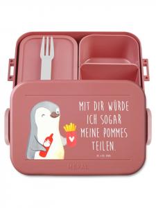 Mr. & Mrs. Panda Дизайн бенто-бокса «Пингвинья картошка фри» с надписью, пастельно-красный цвет
