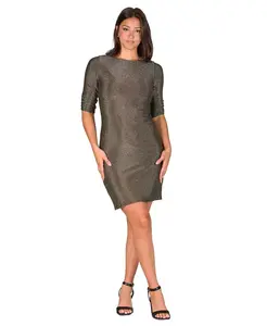 Мини-платье-футляр с рукавами до локтя и блестящим облегающим лифом 24seven Comfort Apparel, золотой