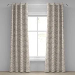 Бежевая штора на люверсах ABAKUHAUS, с разнообразными лиственными мотивами, регулярными изогнутыми барочными цветочными узорами, ретро-мир в современном искусстве, декоративные двухпанельные шторы, 280 см x 225 см, бежевый Abakuhaus