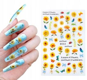 Наклейки для украшения ногтей «Подсолнухи» B-054, Frezarkowo