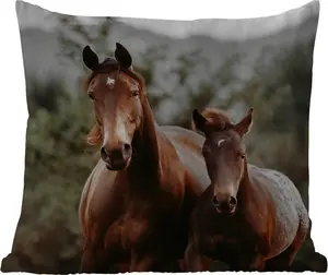 Подушка для улицы Лошади, Лес, Горы, 50 x 50 см, водонепроницаемая, подушка для отдыха, удобная, с рисунком MuchoWow