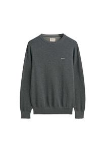 Мужской свитер - COTTON PIQUE C-NECK, вязаный свитер, круглый вырез, хлопок GANT, серый