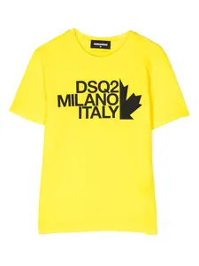 Футболка с короткими рукавами и логотипом Dsquared2 Kids, желтый