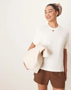 Футболка с ребристым швом белого цвета Abercrombie & Fitch