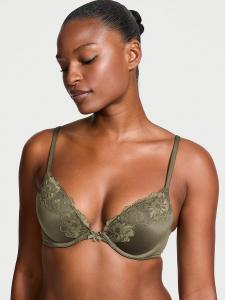 Бюстгальтер пуш-ап с кружевной отделкой Body By Victoria, lace trim casual olive