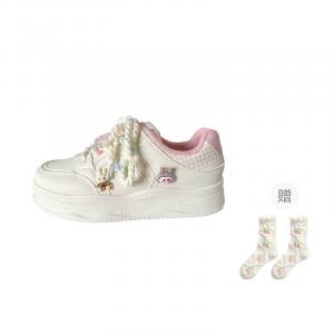 Скользоустойчивые износостойкие низкие скейтерские туфли для женщин PARK DANCE, бежевый розовый+comes with socks