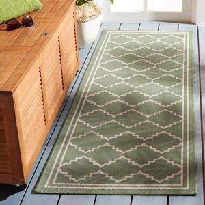 Ковер SAFAVIEH, 69 x 201 см, Washable Rug Outdoor Courtyard Collection - Runner, Green & Beige, Non-Shedding & Easy Cleaning, идеальный для патио, прихожей, гардеробной, коридора, кухни (CY6889-244)